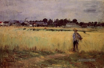  weizen - In der Weizen Felder bei Gennevilliers Berthe Morisot